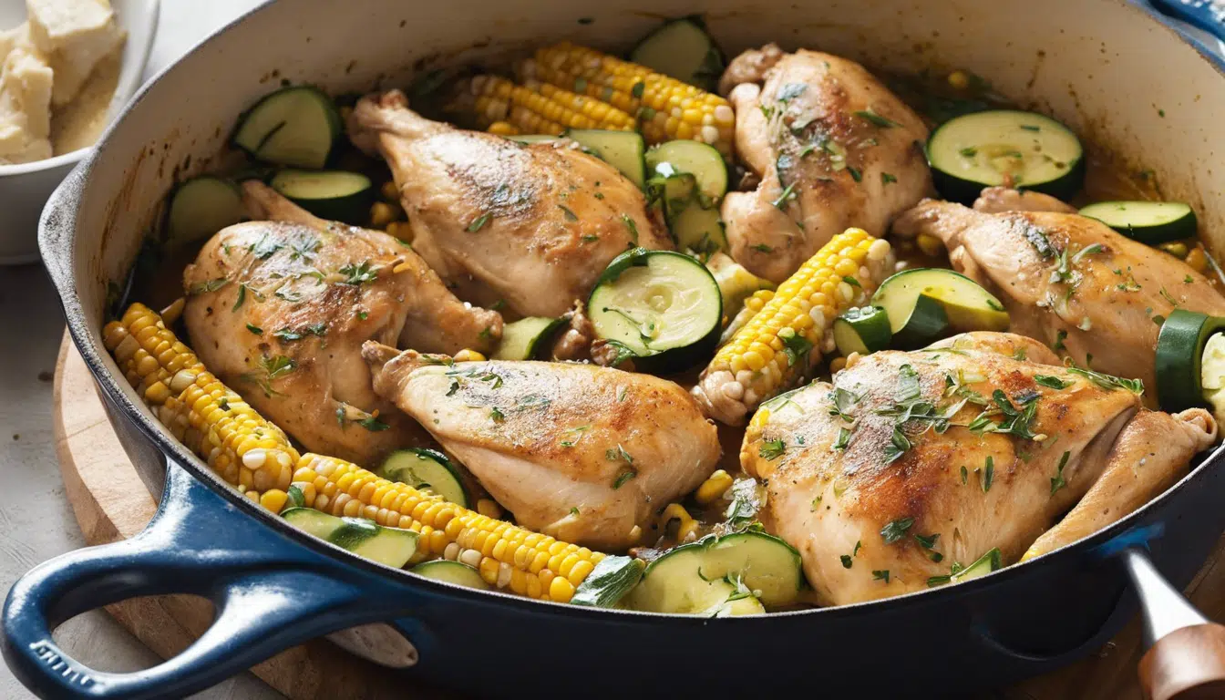 découvrez la recette miracle du poulet tout-en-un avec du maïs et des courgettes en seulement 7 ingrédients pour un dîner délicieux en un tour de main !