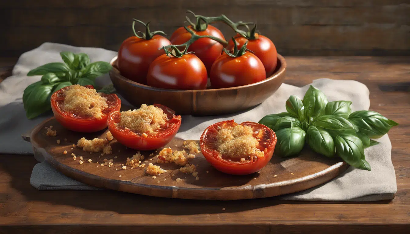 découvrez notre délicieuse recette de tomates rôties au four agrémentées d'un crumble au parmesan. un classique inégalé, facile à réaliser et toujours réussi pour sublimer vos repas.