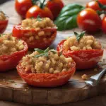 découvrez notre délicieuse recette de tomates rôties au four agrémentées d'un crumble au parmesan. ce plat classique est facile à réaliser et promet de ravir vos papilles à chaque bouchée. idéal pour une entrée ou un accompagnement, laissez-vous séduire par cette explosion de saveurs inégalées !