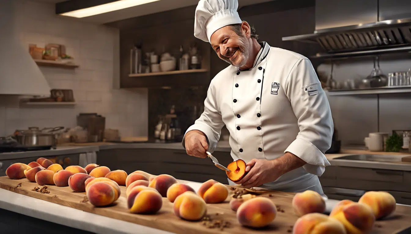 découvrez une recette raffinée de pêche rôtie et crumble, présentée par un chef de renom. éveillez vos papilles avec ce dessert gourmand qui allie douceur et croustillant. parfait pour impressionner vos convives !