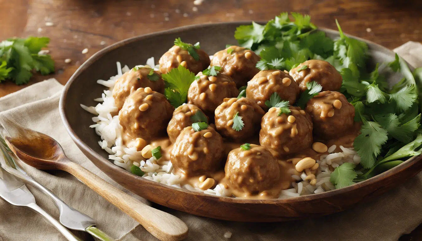 découvrez nos savoureuses boulettes de dinde, délicatement enrobées d'une irrésistible sauce coco-arachides. un mélange parfait de saveurs exotiques qui ravira vos papilles. idéal pour un repas gourmand et original!