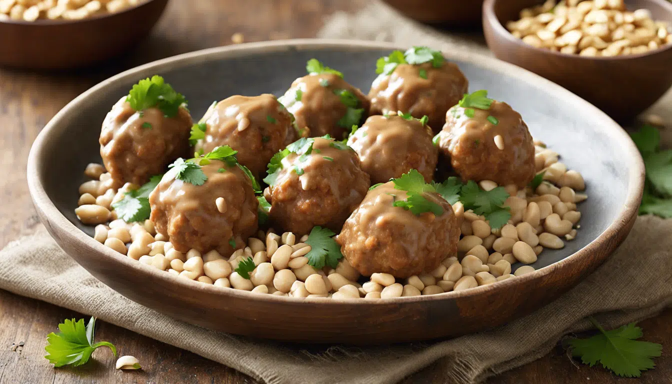 découvrez nos savoureuses boulettes de dinde, délicatement enrobées d'une sauce onctueuse coco-arachides. une fusion parfaite de saveurs exotiques qui éveillera vos papilles à chaque bouchée. idéales pour un repas réconfortant ou un dîner original, ces boulettes sont un véritable délice à partager en famille ou entre amis.